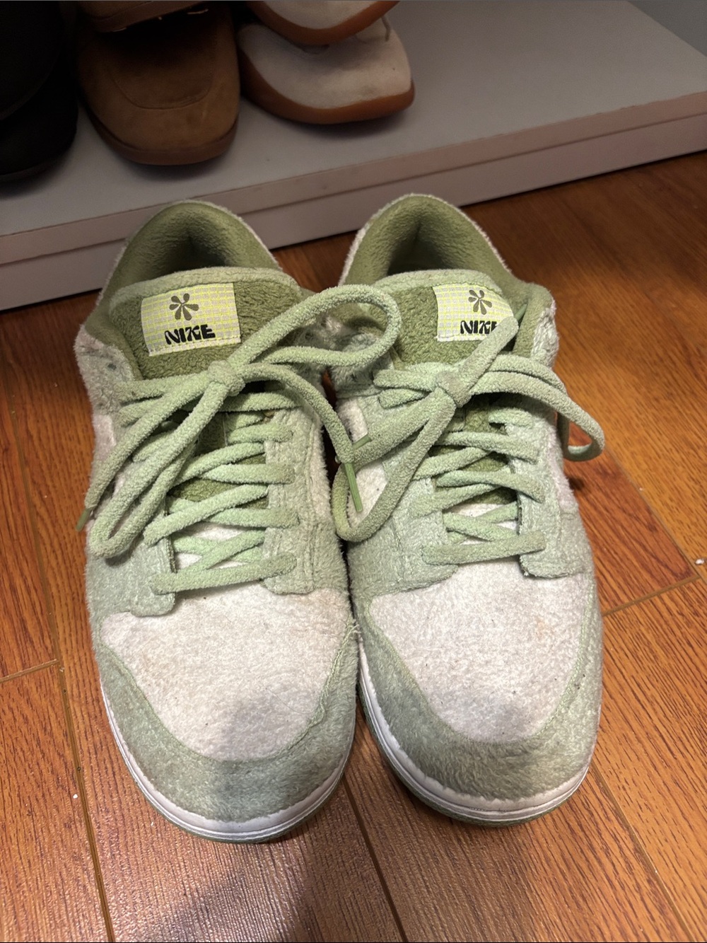Nike Light Green Suede Low Top Sneakers